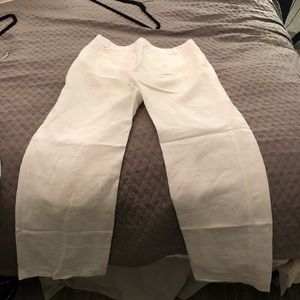 EUC white linen flare pants